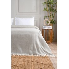Koza Home Suez Gri Beyaz Renkli Yün Tv Battaniyesi 91247 130x170 cm