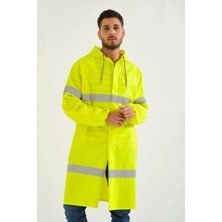 Kardelen İş Elbiseleri Yerli Diz Altı Pardesü Ry 1800 Reflektörlü Su Geçirmez Fosforlu Yağmurluk Iş Güvenliği Kıyafeti