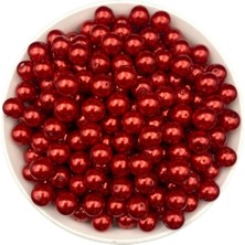 10MM Kırmızı Cam Inci Boncuk, Takı Aksesuar Yapım Boncuğu (50GR,-38ADET)