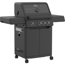 Nuvvo Rösle Allflame Peer 3 Gazlı Mangal, 3 Brülörlü (Her Biri 3,5 Kw), 450°C'YE Kadar Crispzone (3 Kw), 60 x 45 cm Izgara Yüzeyi, Dökme Demir Izgaralar, Alüminyum Döküm Cam, Katlanır Yan Masalar,