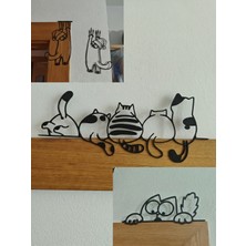 Karerca 3 Lü Dekoratif Kedili Duvar Süsü Duvar Dekorasyon Süsü Çocuk Odası Süsü