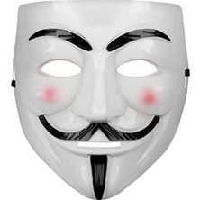 Nuvigo Beyaz Renk Pembe Yanaklı İthal V For Vendetta Maskesi