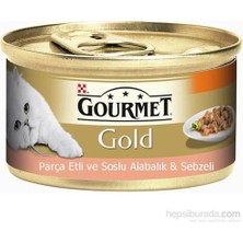 Pro Plan Gourmet Gold Süper Premium Parça Etli Soslu Alabalık Sebzeli Konserve 85 gr Lezzetli Kedi Maması