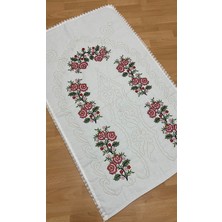 Ayhanhome Çeyizlik Kaneviçe Etamin Işleme Nakışlı %100 Pamuk Keten Seccade Kırmızı Düz Desenli 70 x 120 cm
