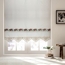 Cotton Studio Pamuklu Kırmızı Kanaviçeli Otantik Perde %100 Pamuk 100 x 180 cm Desenli