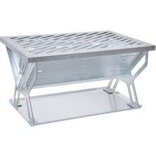 Nuvvo Nurgaz Kömürlü Mangal, Portatif, Galvaniz Gövde, 41 x 29 x 22 Cm, Gümüş, Açık Hava Kullanımı, Paslanmaz Izgara, Taşıma Çantası Dahil