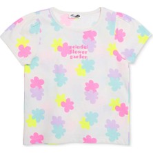 Hellobaby Kız Bebek Tişört Çiçek Baskılı Bisiklet Yaka Short Sleeve