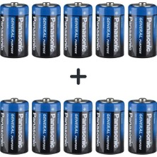 Panasonic 10'lu D Büyük Boy Pil Paketi 1,5 V Tek Kullanımlık Yüksek Performanslı Pil