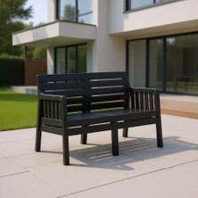 Sandalie Lara 2'li Koltuk Antrasit Renkli Koltuk 126 cm Genişlik ile Dış Mekan Kullanımı İçin