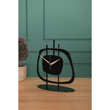 Muyika Pietra Metal Siyah Masa Üstü Saati 21X23Cm Yuvarlak Şekilde Sessiz Mekanizma ile Dekoratif