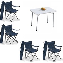 Bofigo 60X80 Katlanır Masa ve 4 Mavi Kamp Sandalyesi 110 kg Kapasite ile Dayanıklı Tasarım
