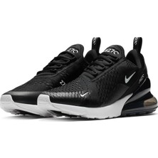 Nike Air Max 270 Unisex Spor Ayakkabı Deri Siyah Nefes Alabilir Doğal Kauçuk Taban