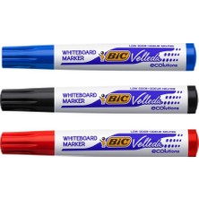 Bic Velleda Yazı Tahtası Kalemi 3 Renk Kırmızı-Siyah-Mavi 3'lü Paket Alkol Bazlı Mürekkep