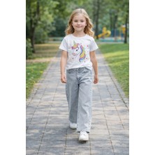 Cedy Denim Kız Çocuk Yüksek Bel  Cotton Palazzo Jean Pantolon