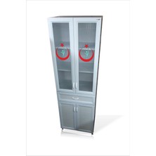 M3 Decorium Büyük 4 Kapaklı Hastane Revir Klinik Eczane Sağlık Ocağı Kabini Tıbbi Malzeme Ilaç Enjektör Dolabı