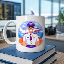 Bezos Pilot Tasarımlı Porselen Kupa Model 162 – Havacılık Temalı Kahve Kupası – Pilot Hediyesi – Uçak Desenli Beyaz Kupa – Ofis ve Günlük Kullanım Kupası