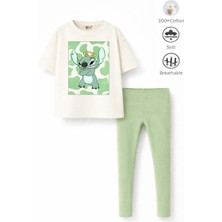 Belya Kids Wear Kız Çocuk Tam Kalıp Üst Oversize Altı Taytlı Sevimli TASARIM38  Alt Üst Takım