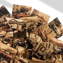 Henno Retro Vintage Arabalar – 25’li Pul Sticker Seti | Scrapbooking ve Journal, Ajanda Çıkartmaları