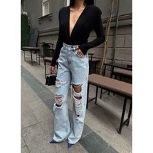 Aida Fashion Açık Kar Yıkama Palazzo Jeans