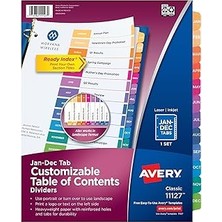 Starseven Avery Ocak-Aralık 3 Halka Bağlayıcı Için Sekme Bölücüler, Özelleştirilebilir Içindekiler, Çok Renkl