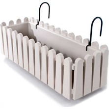 Serinova Kirli Beyaz Ahşap Askılı Balkon Saksı 9 Litre Büyük Boy 1 Adet