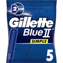 Gillette Blue2 Simple Kullan At Tıraş Bıçağı 5'li Ergonomik Tasarımlı ve Hassas Cilt Dostu