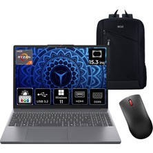 Lenovo Ideapad Slim 3 Amd Ryzen 7 7735HS 16GB 512GB SSD Windows 11 Pro  15.3" Taşınabilir Bilgisayar 83K70098TR + Boz Çanta ve Mouse Hediye