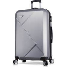 My Valice Diamond Gri Büyük Boy Valiz 76 x 50 x 30 Cm ABS Malzeme Teleskopik Sap ile Güçlü Koruma