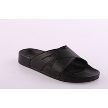 Ceyo Bermuda-M1 Erkek Terlik Siyah Renk Düz Topuklu Günlük Kullanım İçin Konforlu Tasarım