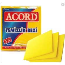 Acord 3'lü Temizlik Bezi 35X40 cm Sarı Renk Çok Amaçlı Kullanım için Ergonomik Tasarım