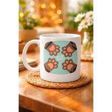 Youday Accessories Kedi Patili Sevimli Tasarım Porselen Kupa Model 71 – Cat Yazılı, Kahve &amp; Çay Kupası – Hayvanseverlere Özel Hediye