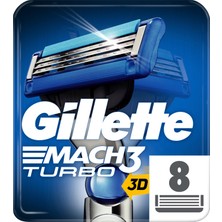 Gillette Mach 3 Turbo 8'li Yedek Tıraş Bıçağı Karton Paket Ergonomik Tasarım ile Hassas Kullanım