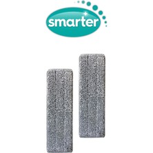 Smarter Kendinden Sıkmalı Mop Yedek 2'li Gri Mikrofiber Başlık Yüksek Emicilik Özelliği ile Etkili Temizlik
