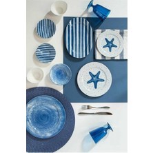 Porland Starfish 6 Kişilik Kahvaltı Takımı 36 Parça Desenli Mavi - Beyaz Porselen