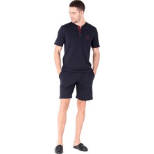 D'S Damat Erkekler İçin Lacivert Şort Pijama Takımı Modern Tasarım ve Rahatlık