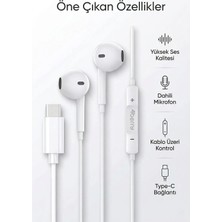 4Berry PS01 Type-C Kablolu Kulak İçi Kulaklık | Mikrofonlu & Ses Kontrollü | Stereo Ses | iOS & Android Uyumlu | 1.2m (Beyaz)