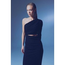 362 Fashion Butik Tek Kol Parlak Elbise