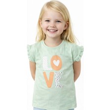 Noone Kız Çocuk Love Baskılı Fırfırlı Kollu T-Shirt | 6 Renk | %100 Pamuk