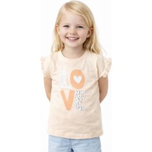 Noone Kız Çocuk Love Baskılı Fırfırlı Kollu T-Shirt | 6 Renk | %100 Pamuk