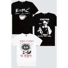 Rock&Roll Yoda Kahvesi, Enarjik Kahve, Sabah Kahvesi 3'lü Erkek Tshirt Eko Paket