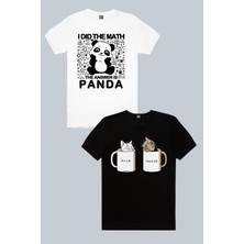 Rock&Roll Panda Cevabı, Sütlü Sade Siyah 2'li Erkek Tshirt Eko Paket