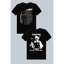 Rock&Roll Yoda Kahvesi, Kaskda Yoda 2'li Erkek Tshirt Eko Paket