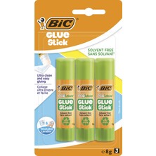 Bic 3'lü Blister Yapıştırıcı 8 GR Çocuklar İçin Kolay Kullanım ve Geri Dönüştürülmüş Malzeme