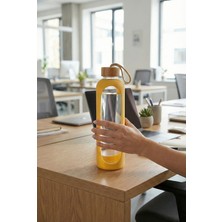 PremiumPort 1l Bambu Kapaklı Borosilikat Cam Matara, Sağlıklı ve Şık Su Şişesi