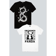 Rock&Roll Kedi Prenses Siyah, Panda Cevabı 2'li Kadın Tshirt Eko Paket