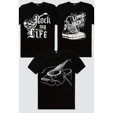 Rock&Roll Hayatım Rock, Gitarımın Telleri, Limp Sneaker 3'lü Erkek Tshirt Eko Paket