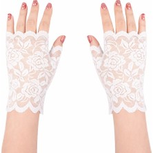 Periboia Beyaz Dantel Parmaksız Kısa Eldiven
