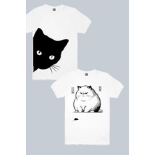 Rock&Roll Kedi Fare, Meraklı 2'li Erkek Tshirt Eko Paket