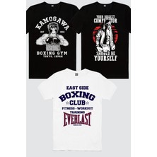 Rock&Roll Anime Boksör, Rakipsiz Boksör, Boks Kulübü Beyaz 3'lü Erkek Tshirt Eko Paket