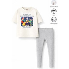 Belya Kids Wear Kız Çocuk Tam Kalıp Üst Oversize Altı Taytlı Hun TASARIM40  Alt Üst Takım
